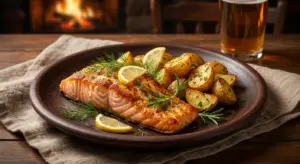 salmon al horno con patatas