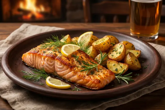 salmon al horno con patatas