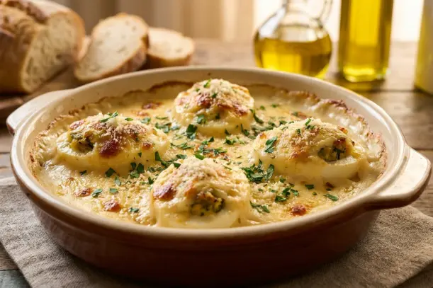huevos rellenos con bechamel
